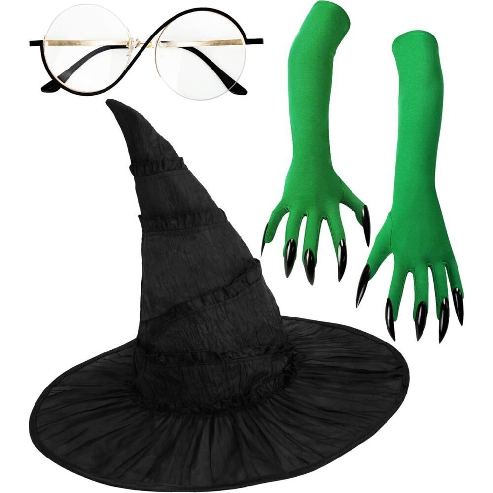 Witch Hat Costume Accessory Set for Adults Halloween Cosplay Women